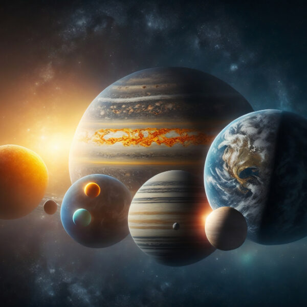 varios planetas do sistema solar aglomerados